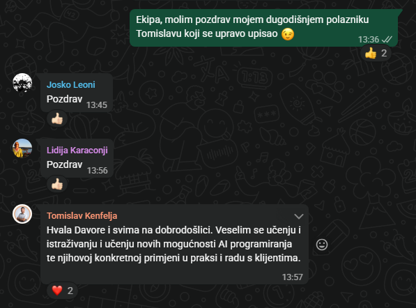 Dobrodošlica novom članu